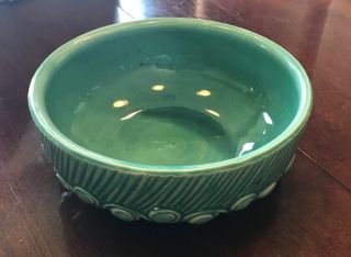 Vintage McCoy Pottery TURQUOISE Green Glazed Round 7  Planter Bowl 4