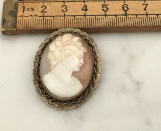 A Well Carved Vintage Cameo Brooch,  Signed