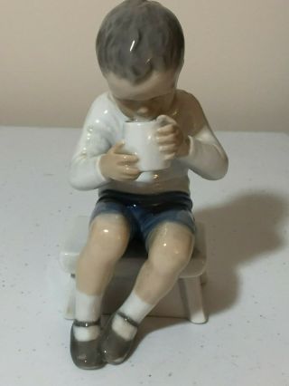 Vintage Ltd Bing & Grondahl Copenhagen Victor Boy Drinking Milk Figurine