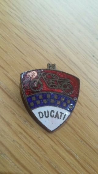 Rare Vintage Ducati Motorcycle Tt Manx Races Enamel Badge
