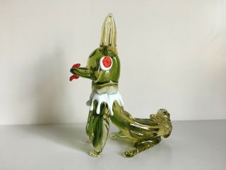 Large Vintage Murano Hand Made Art Glass Dog Figurine Green