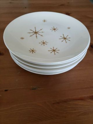 Royal China Star Glow 10” Dinner Plates Mid Century Vintage Atomic Set Of 8
