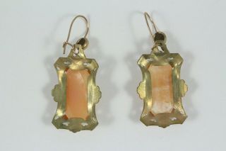 Vintage Art Nouveau Carved Cameo Gold Filled Earrings 3