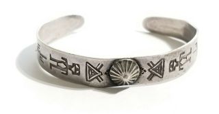 Vintage Harvey Era Navajo Coin Silver Arrow Cuff Bracelet
