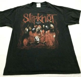 Vintage Slipknot Black Red Band T - Shirt Metal Size Large Tour Vtg