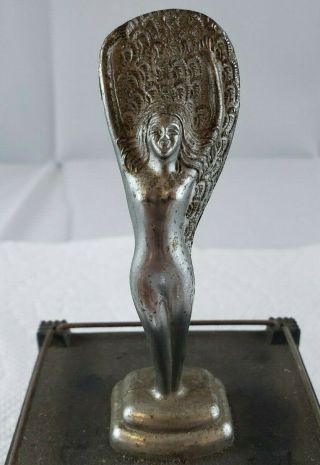 Vintage Parker Of London Table Lighter Art Deco Silent Flame Trophy W/ Nude 1