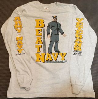 Army Football Beat Navy Squash The Squids Vtg 90s 1991 Ls T Shirt Mens Xl Usa