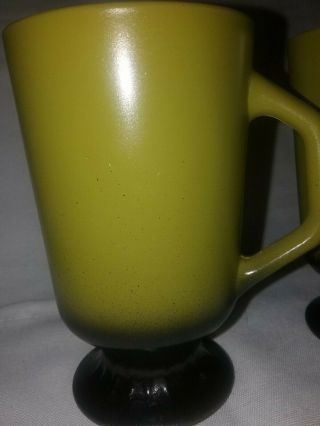 Vintage FireKing Milk Glass Green Black Stackable Coffee 6 Mug Set,  Creamer USA 5