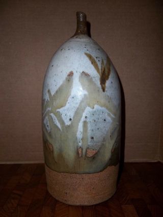 Vintage Studio Pottery Weed Pot 10 " Vase Signed Eleanor Madonik