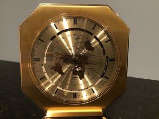 Vintage Brass Kundo Quartz World Time Desk Clock West Germany 1960 