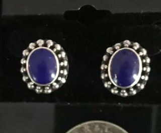 Vintage Sterling Silver Lapis Lazuli Native American Earrings Southwestern