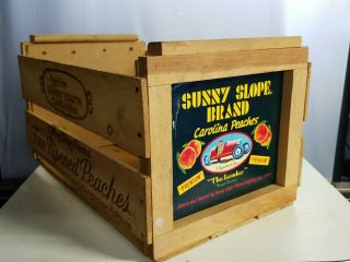 Vtg Sunny Slope Farms Peaches Full Size Wood Box Fruit Crate W/labels