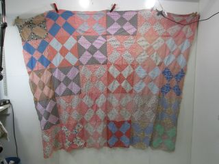 Vintage Hand Stitched Quilt Top Block Pattern 75 " X64 " Qt 9
