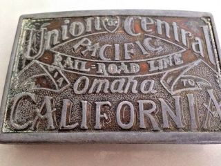 Union Central Pacific Railroad Omaha California Train Vintage Old Belt Buckle
