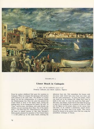 1976 Vintage Salvador Dali " Llaner Beach In Cadaques " Color Art Print Lithograph