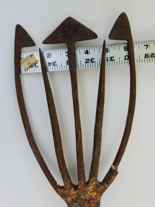 Vtg HAND FORGED? 5 Barb Spear Gaff Carp Eel Frog Fish Trident Rusty Harpoon 2
