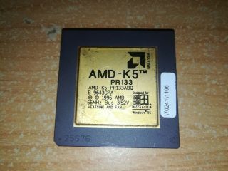 Amd K5 Pr133abq,  Vintage Rare Cpu,  Gold,  Cond.