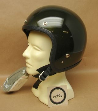 Vintage Nos Safetech Racer Olive Green Motorcycle Helmet Large