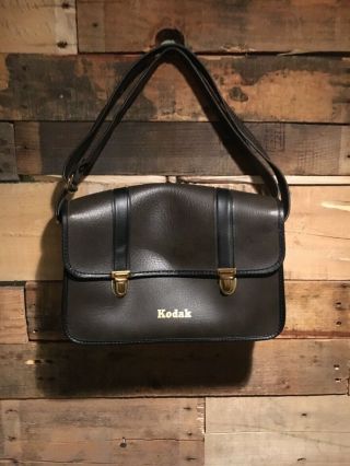 2 Kodak Vintage Leather Camera Bags W/ Shoulder Straps.  Brown Leather Film Bags 2