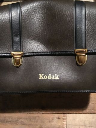 2 Kodak Vintage Leather Camera Bags W/ Shoulder Straps.  Brown Leather Film Bags 3