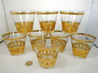 Set Of 8 Vintage Culver Antigua Barware Double Old Fashioned Rocks Glasses 22k
