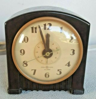 Vintage Art Deco Bakelite Ge General Electric 7h154 Alarm Electric Clock 1940s