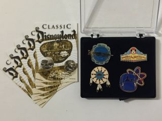 Vtg 90s Classic Disneyland 40th Anniversary Pin Set Cards Cast Member Exclusive