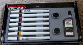 Vintage Koh - I - Noor Slim Pack Rapidograph Technical Sp - 7 Pen Set Box