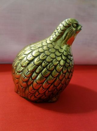 Vintage Brass Partridge Or Quail Statue Figurine - 4 " Inches Tall - Detailed Feather