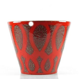 Retro Pottery 11 - Vintage 60s 70s Modern West German Red Fat Lava Flower Pot