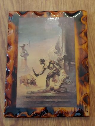 Vintage 1970s 1980s Boris Vallejo Fantasy Mythical Warrior Picture Art On Wood