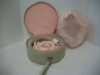 Vintage Bonnet Hair Dryer,  Pink,  With Case -