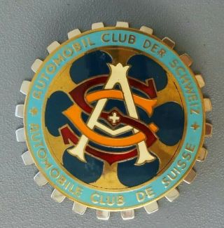 Grille Badge Emblem Swiss Switzerland Automobile Club De Suisse.  Vintage