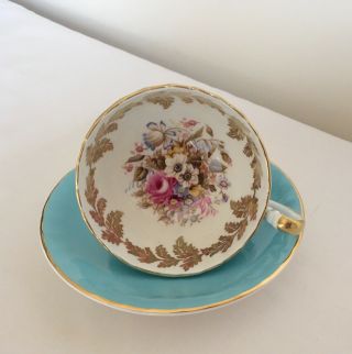 Vintage Aynsley Porcelain Flowers And Gold Gilded Cup And Saucer