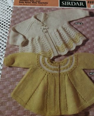 Vintage Sirdar Knitting Pattern 3ply No 323 Baby Knits Matinee Jackets Cardigan