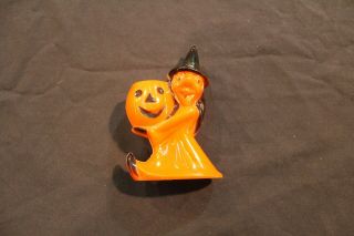Vintage Halloween Rosbro Witch With Jack - O 