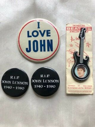 John Lennon Vintage Pins (4),  In But.