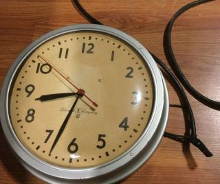 Vintage Edwards 14 " Synchromatic Clock School Industrial Salvage
