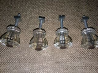 4 Vintage Clear Glass Knobs Cabinet Pulls Drawer Shabby Chic