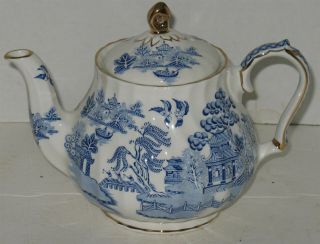 Vintage Blue White Sadler Porcelain Teapot Tea Pot Made In England