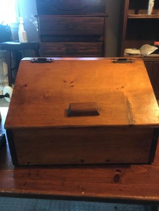 Vintage Large Kitchen Wooden Bread Box Food Container Antique Storage