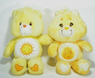 1983 Kenner & 2002 Funshine Care Bear Sunshine Plush Stuffed Animal Sun Yellow