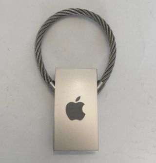Vintage Apple Computer Logo Brushed Satin Metal Key Chain Nib Rare Collectible