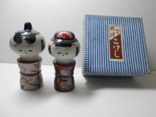 Recommend Very Rare Japan Vintage Pottery Pair Dolls Kutani Kokeshi.