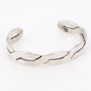 Vtg Sterling Silver - Southwestern Twisted Rope 6.  75 " Cuff Bracelet - 29.  5g