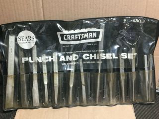Vintage Sears Craftsman Crown Punch & Chisel Set,  In Pouch 9 - 4303
