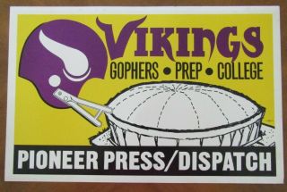 Vintage Vikings Gophers Football Poster St Paul Dispatch Pioneer Press Newspaper