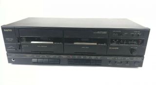 Vintage Sanyo Black Dual Double Stereo Cassette Deck Rd - W489 Bundle