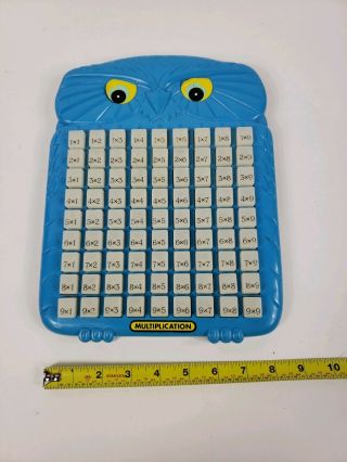 Vintage OWL Blue Touch ' N Show Me Multiplication Math Table Board Press N See 2