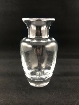 Stunning Vintage Simon Pearce 6 " Hand Blown Clear Glass Vase Faceted Inside